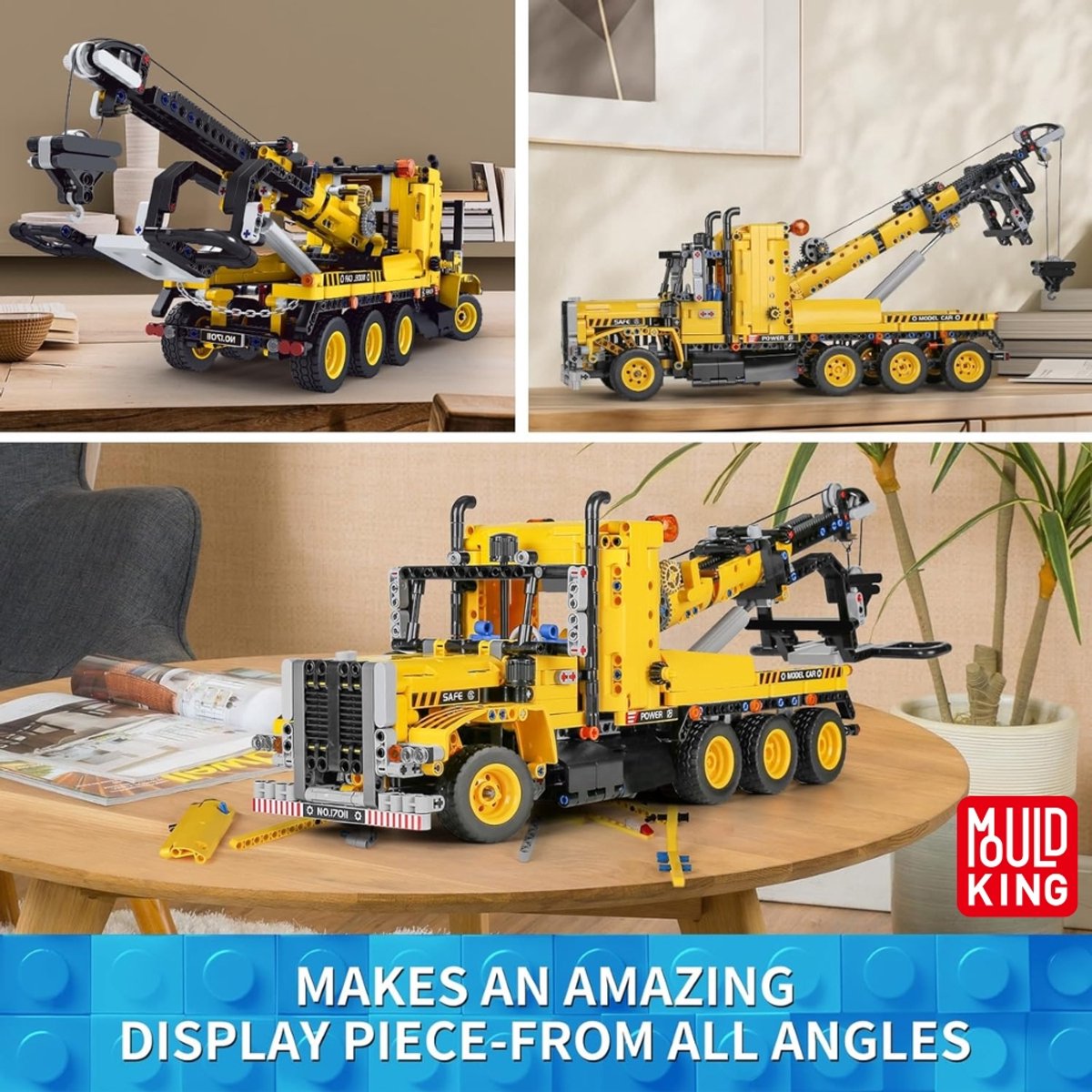 Mould king 17011 Technisch sleepwagen bouwset | Hijskraan auto modelbouw | Educatief constructie speelgoed bouwpakketten voor kinderen & volwassenen | Geschikt voor Lego technic | Bouwdoos met 1277 bouwstenen — afbeelding 8