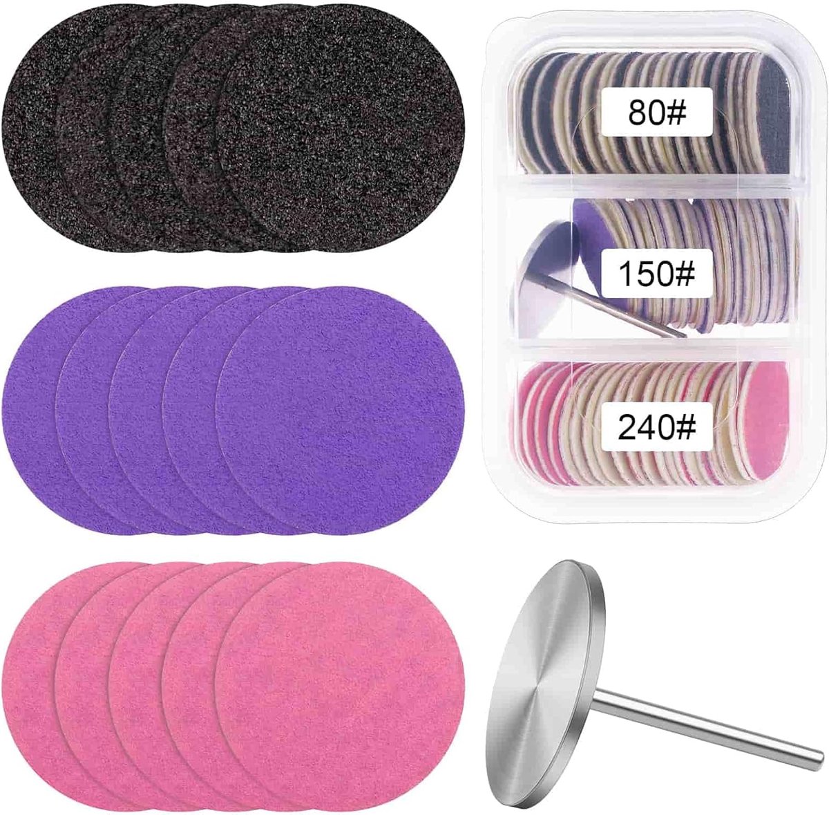 Schuurpapierschijven - Nagelvijl discs - Nagelverzorging thuis - 60 stuks - 25mm - Grijs