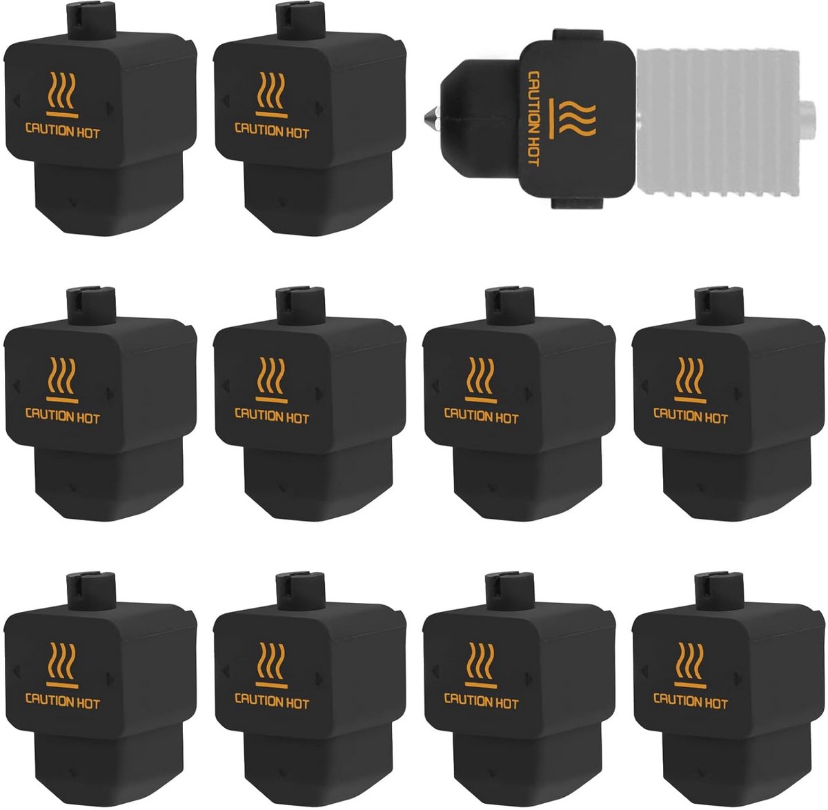 Siliconen Hotend Covers - Beschermhoezen Printer - 3D Printen Stabiliseren - Hittebestendig tot 300°C - 10 Stuks - Zwart