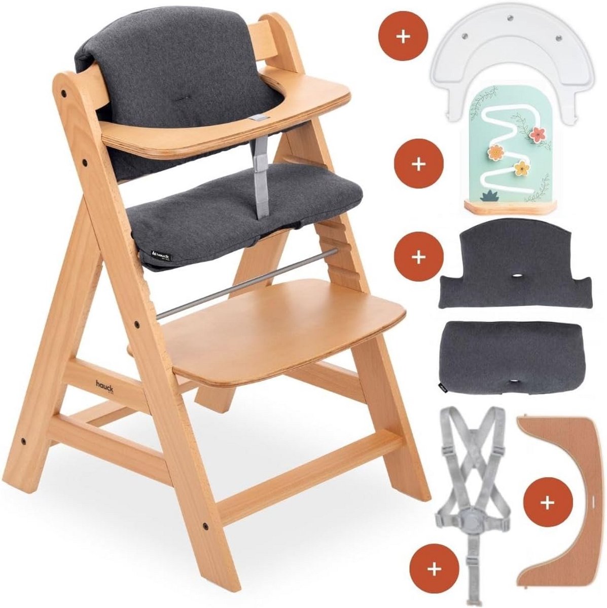 Kinderstoel Hout - Meegroeistoel Babystoel - Samen Eten Spelen - Inclusief Speeltray Zitkussen - 48 x 56 x 80 cm
