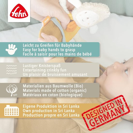Knisper Hondje - Rammelaar Activiteit - Baby Spelen - Met Dummy Ring - 23 cm - Natuurlijk — afbeelding 3