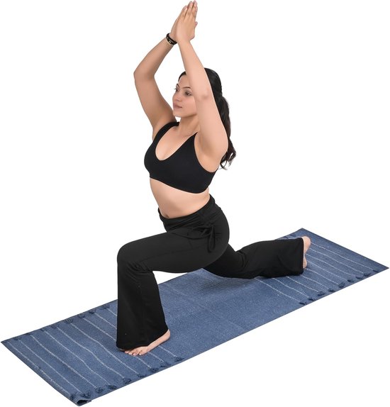 Yogamat Biologisch Katoen - Antislip Tapijt - Thuis Fitness - Handgeweven Kwaliteit - 24 x 72 inch - Chakra Energie van Yogamat — afbeelding 2