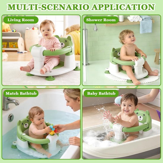 Babybadzitje - Douchezitje baby - Veilig badderen - Antislip zuignappen - 405 cm - Groen — afbeelding 4