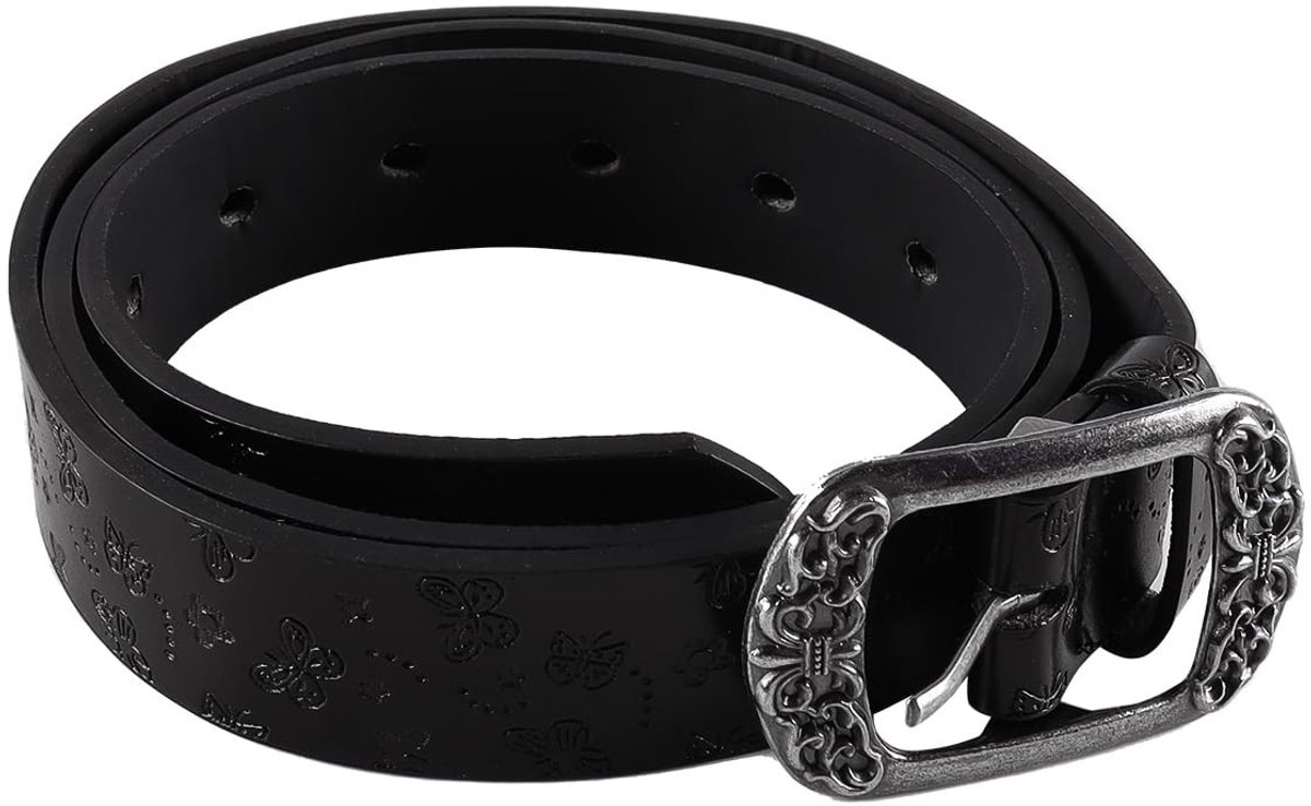 Dailygoods- Leren Riem Vintage - PU-leer - Bloemengesp - 105 cm - Zacht en Comfortabel - Geschikt voor Feesten en Dagelijks Gebruik - Jeansriem
