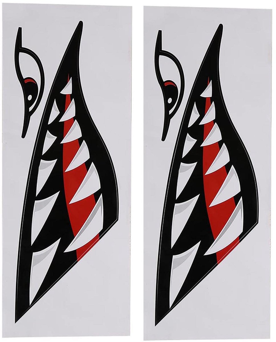 Dailygoods- Haaistickers 2 Stuks - Haaientandsticker - Kajaksticker - Bootsticker - Auto Sticker - Hoogwaardig PVC - Bootstickers