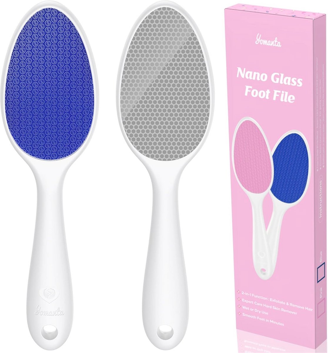 Eeltverwijderaar Glas - Voetvijl - Zachte Huid - Dubbelzijdig Nano Glas - 22.5 cm Lengte - Blauw