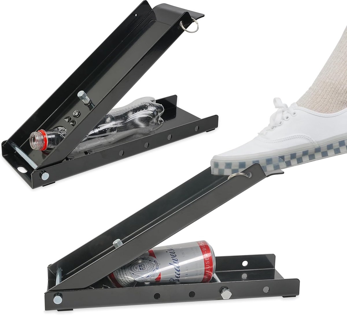 Blikjes Crusher - Fles Verkleiner - Afval Reduceren - Voetbediend Pedaal - Heavy-Duty Metaal - Zilver
