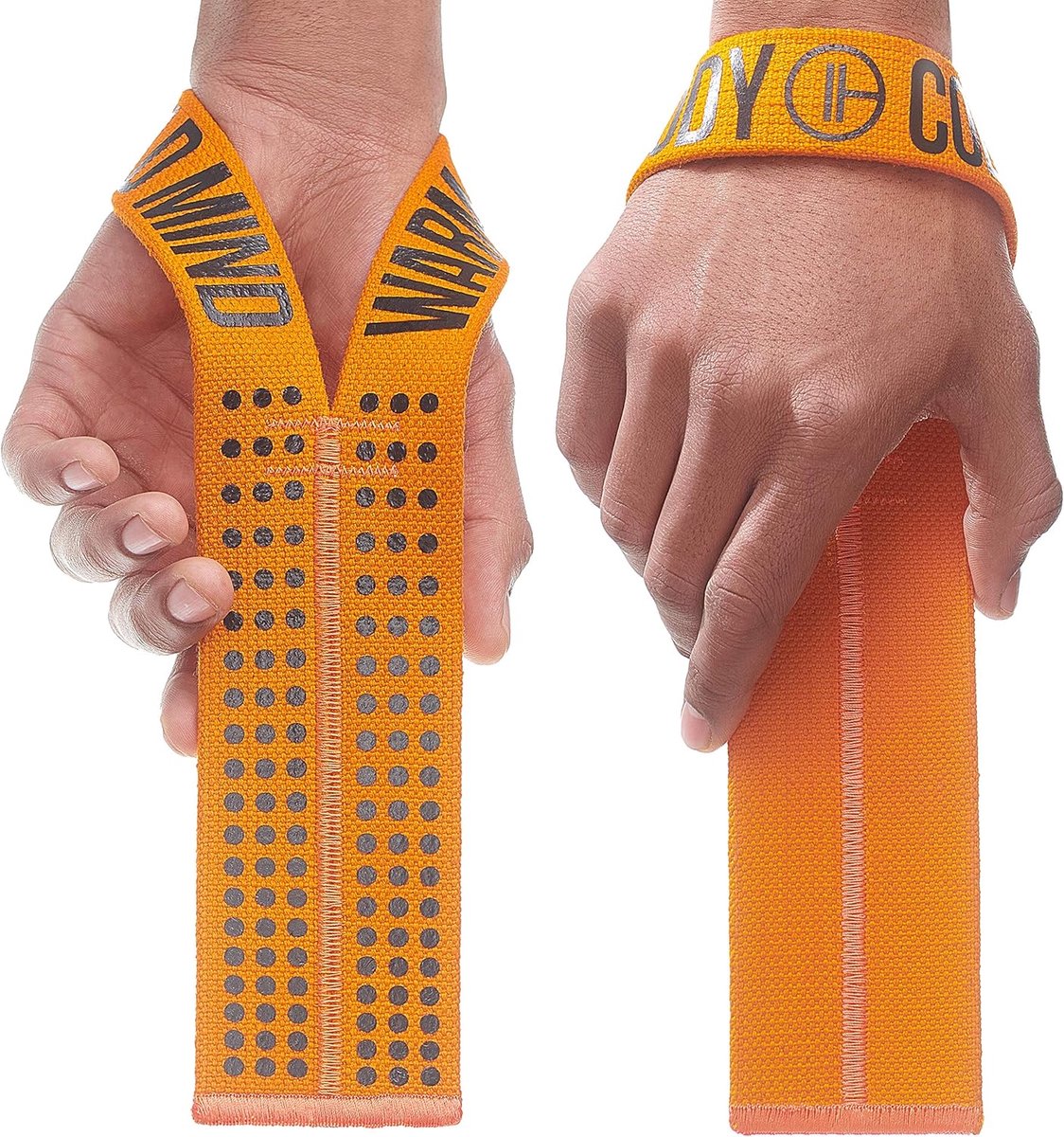 Hefbanden - Polsbanden - Krachttraining - Getest op 300 KG - 33 cm breed - Oranje Zwart