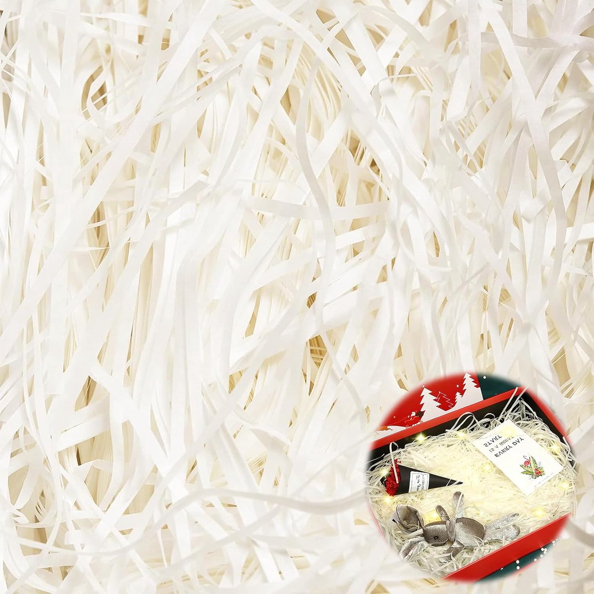 Vulmateriaal Papier - Crushed papier - Cadeau verpakken - Biologisch afbreekbaar - 500 gram - Wit