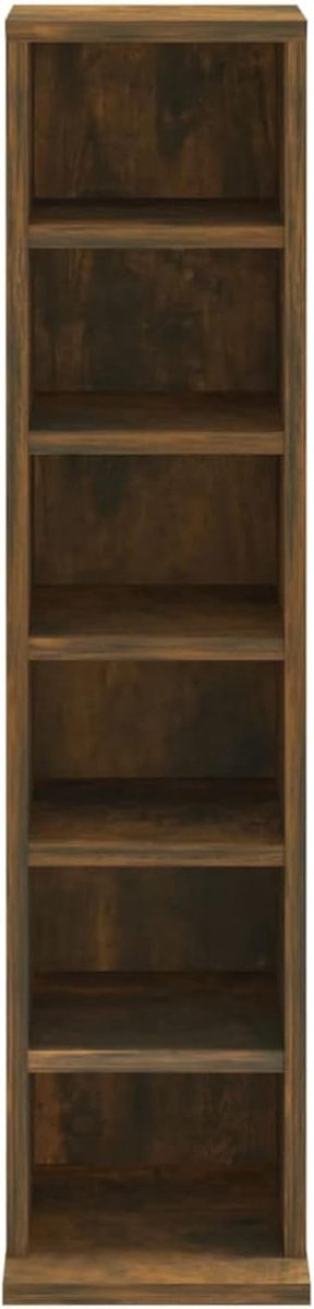CD-kast - Media Opslag - Muziek Collectie - Glad Oppervlak - 21x20x88 cm - Gerookt Eiken