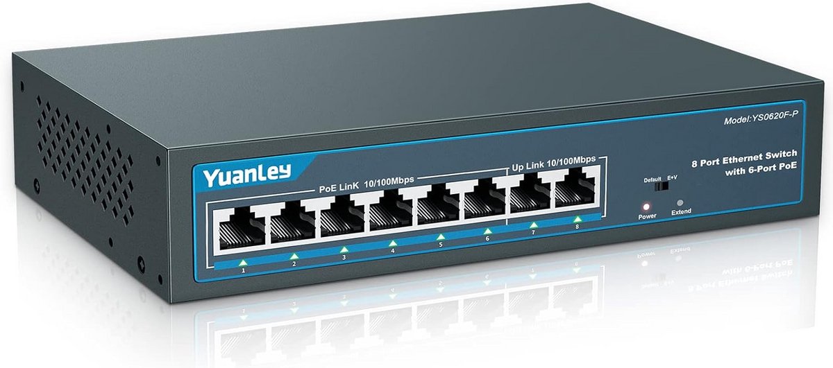 PoE Switch - Netwerk Switch - Netwerk Uitbreiding - 6 PoE+ Poorten - 78W Vermogen - Metaal
