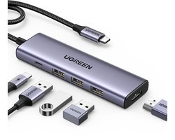 UGREEN Revodok USB C Hub PD100W, 4K HDMI, 3*USB A 3.0 5Gbps USB C Dock USB C Adapter Multiportadapter compatibel met iPhone 15 Serie, Galaxy S24, Surface, MacBook Pro/Air, iPad Pro, Steam Deck enz.