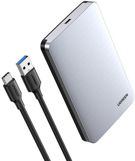 Ugreen - pocket - harde schijf behuizing 2.5 SATA 3.0 6Gbps grijs + USB - USB Type C kabel 0,5m - (CM300)