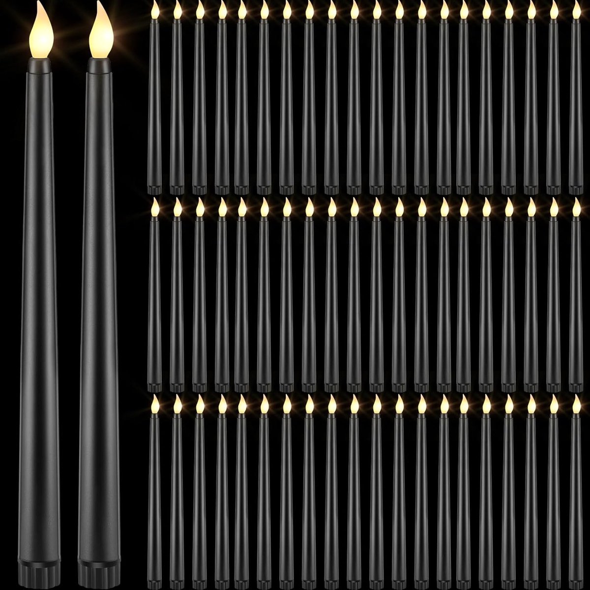 Vlamloze LED Kaarsen - Nep Kaarsen - Sfeer Creëren - Batterij Werkend - 60 Stuks - Zwart