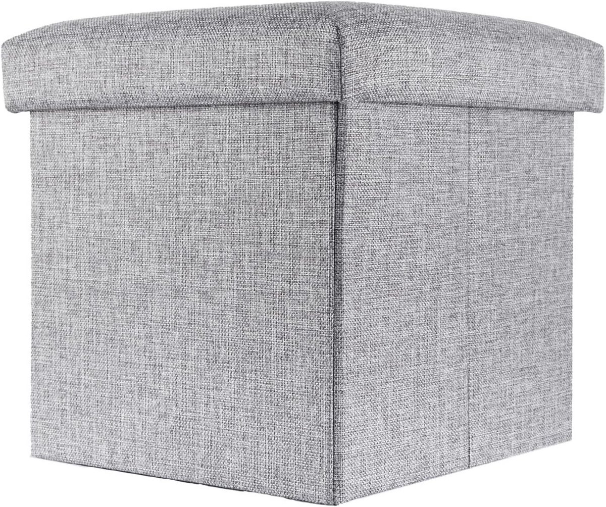 Opvouwbare Poef - Opbergkruk Zetel - Ruimte Besparen - Met Deksel - 38x38x38 cm - Grijs
