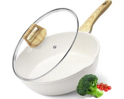 Koekenpan met hoge rand - Wokpan diepe pan - Allround koken - Gezonde antiaanbaklaag - 30 cm 5…