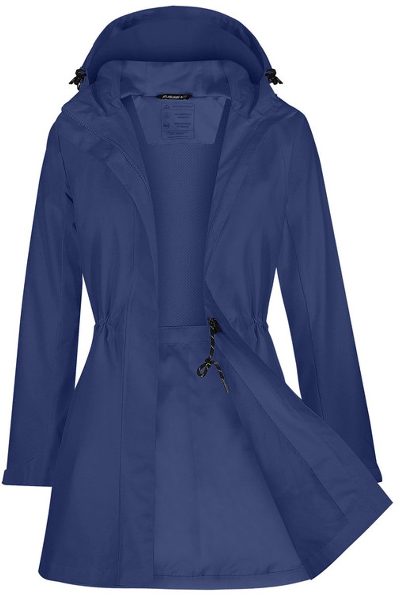 Daity Regenjas dames trenchcoat | lange waterdichte softshell jas met capuchon - Maat XXL