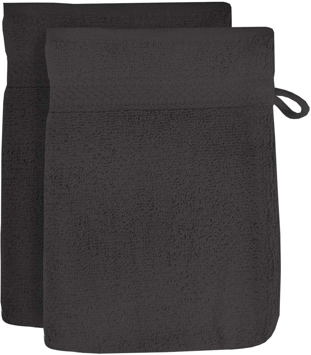 Washandjes Katoen - Set van 2 - Dagelijkse Hygiëne - Zachte Textuur - 16 x 21 cm - Zwart