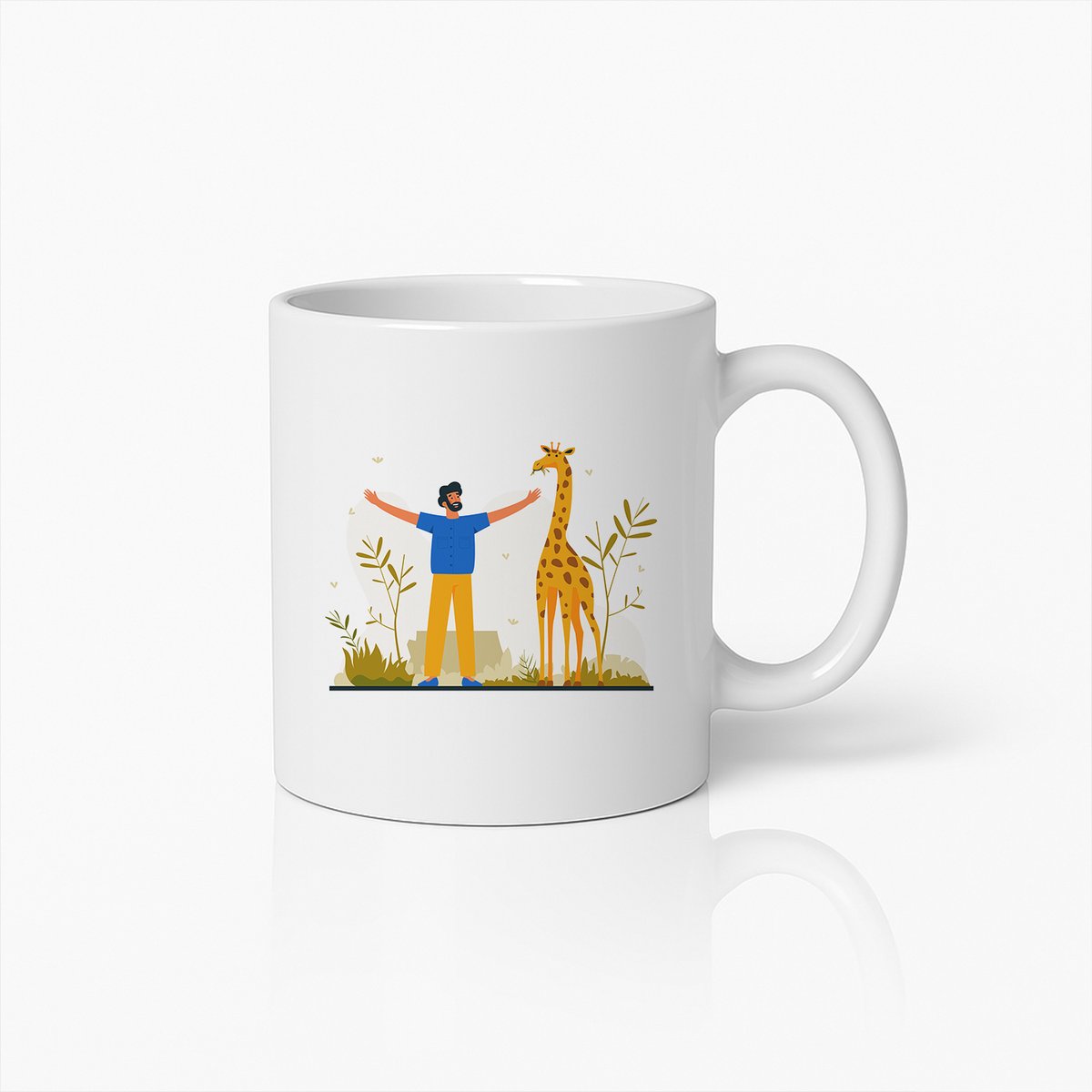 Man met Giraf Natuurliefhebber Mok – Unieke Wilde Dieren Koffiebeker Cadeau