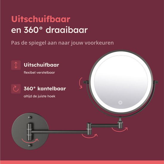 20 cm vergrotende spiegel met licht 30X/1X Dubbelzijdige, verlichte make-upspiegel met vergroting en pincet, 3 kleurmodi met instelbare helderheid en