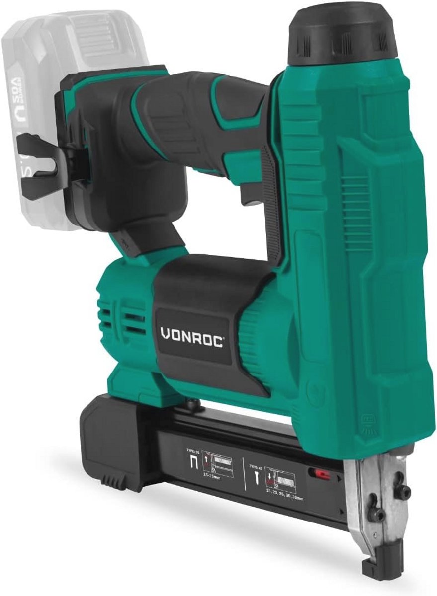 Accu nietmachine & nagelpistool - 2in1 ontwerp voor hout, 20V, incl. 1000 spijkers en nietjes