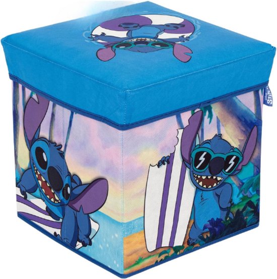Superdiver Opvouwbare opbergdoos met deksel, kinderkruk met kofferbak, organizer voor speelgoed voor kinderen, 31 x 31 x 31 cm (puppy-team