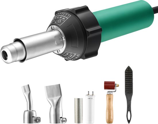 Heteluchtlasapparaat voor Kunststof, 1600w Heteluchtpistool, 122-1112℉ Heteluchtpistool voor Pvc/Tpo/Vinyl, 5-Delige Lasset voor Kunststof Daken en 2 Platte Mondstukken, 1 Naadrol