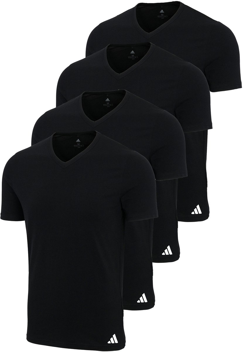 4-pack adidas V-Hals T-shirt Heren V-Hals Katoen Zwart