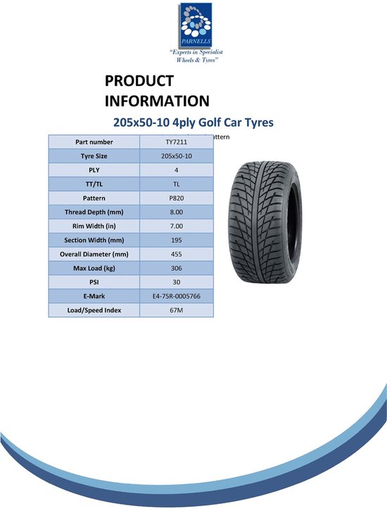 Golfkarband 205/50-10, 4ply, gras - ATV Quad trailerband, buggy - Wanda P820 van Merkloos — afbeelding 5