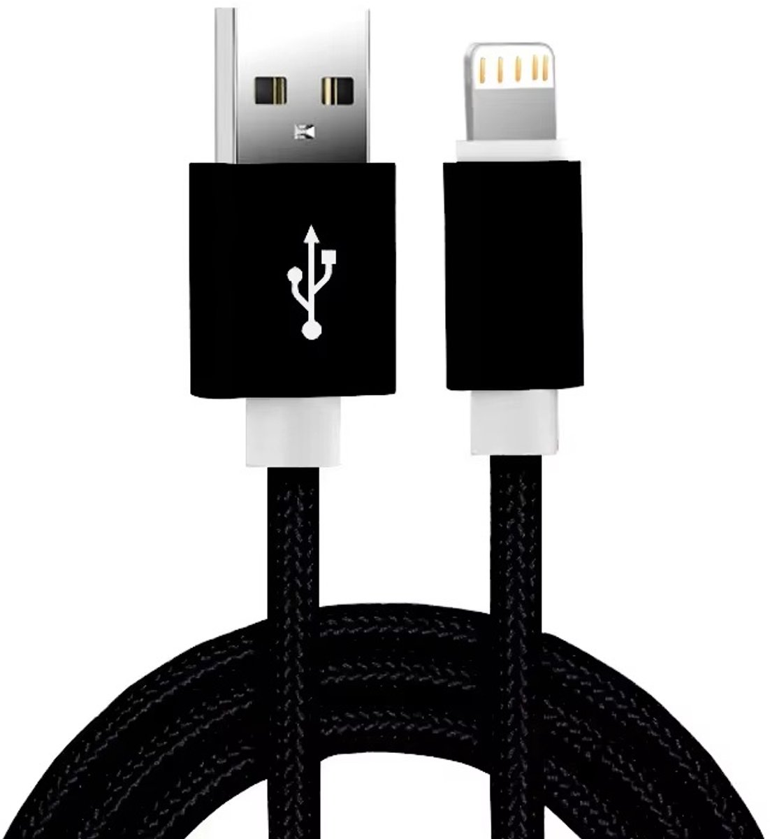 Oplaadkabel 1 Meter - USB A naar 8-pins kabel Geschikt voor: iPhone XR / XS MAX / X & XS / 8 & 8 Plus / 7 & 7 Plus / 6 & 6s & 6 Plus & 6s Plus / iPad - zwart