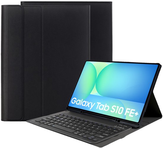 Just in Case in Case pour Samsung Galaxy Tab S10 FE+ - Noir Zwart - Similicuir - Disposition QWERTY