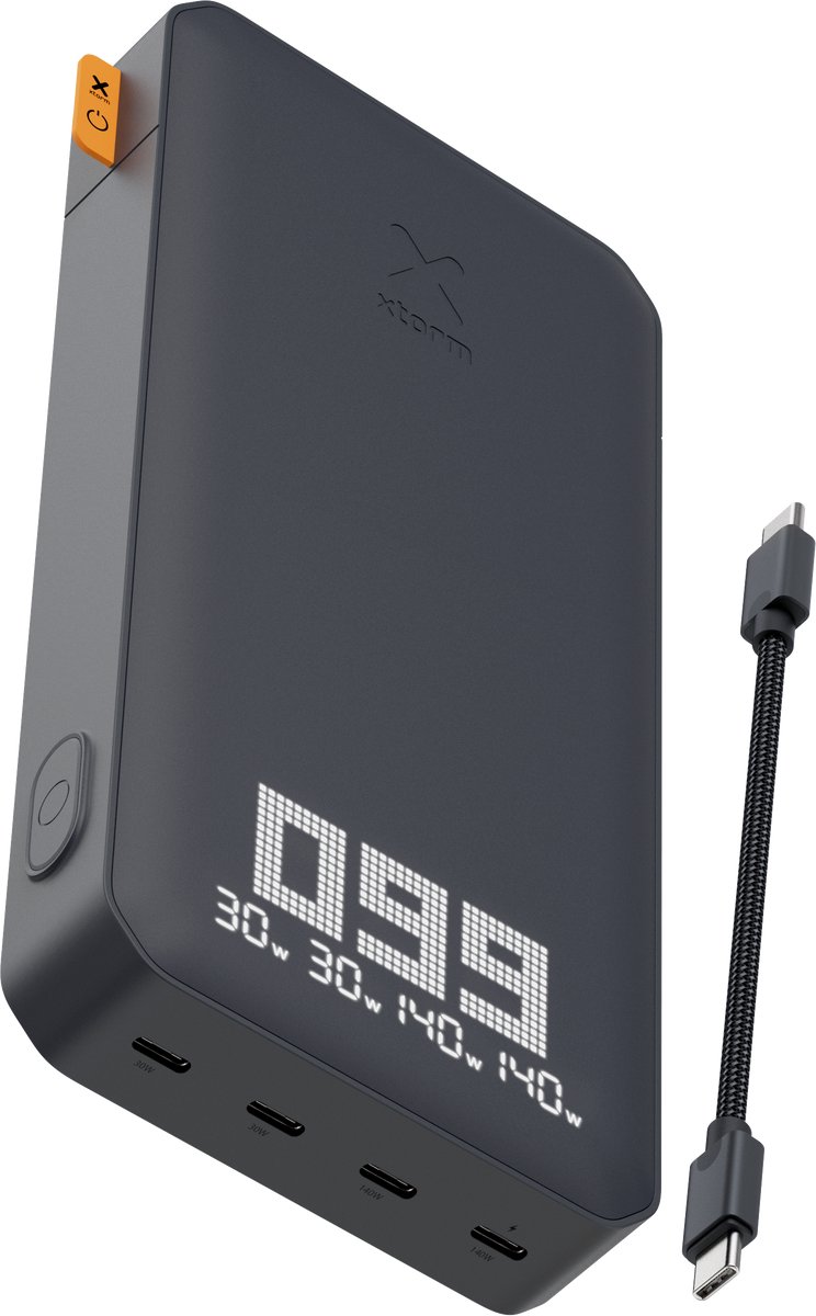 Xtorm Titan Ultra 200W Powerbank 27000 mAh - Laptop Powerbank - 4 x USB-C PD - LED scherm - Geschikt voor MacBook Laptops Smartphones en Tablets - Zwart