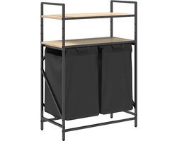 vidaXL - Wasmand - 2 - vakken - met - planken - sonoma - eikenkleurig