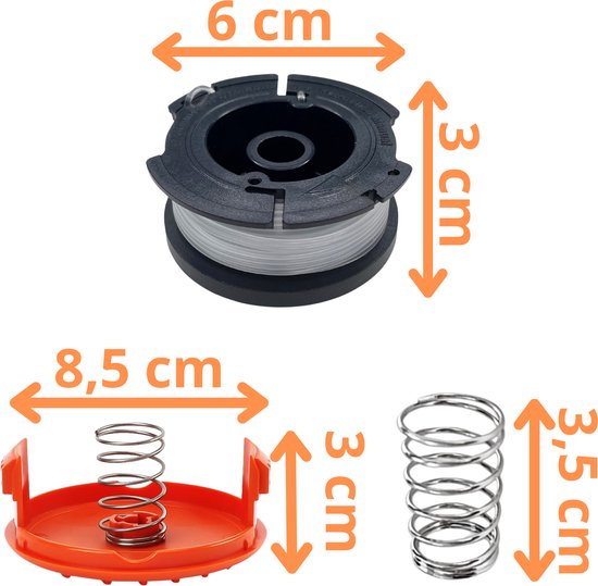 Spoel van draadtrimmer vervangingsdraad A6481 geschikt voor Black & Decker bosmaaier Ø 1,65 mm lengte 9,1 m - Set van 8 spoelen + 2 hoes van Vekto — afbeelding 2