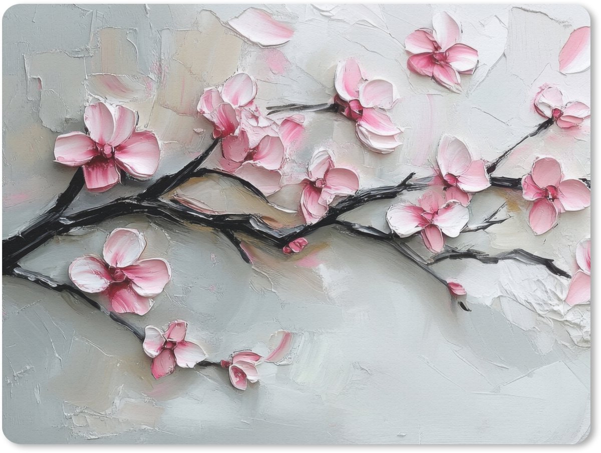 Muismat 23x19 cm - Mousepad Bloesem - Kunstzinnig - Roze - Sakura - Muismatten