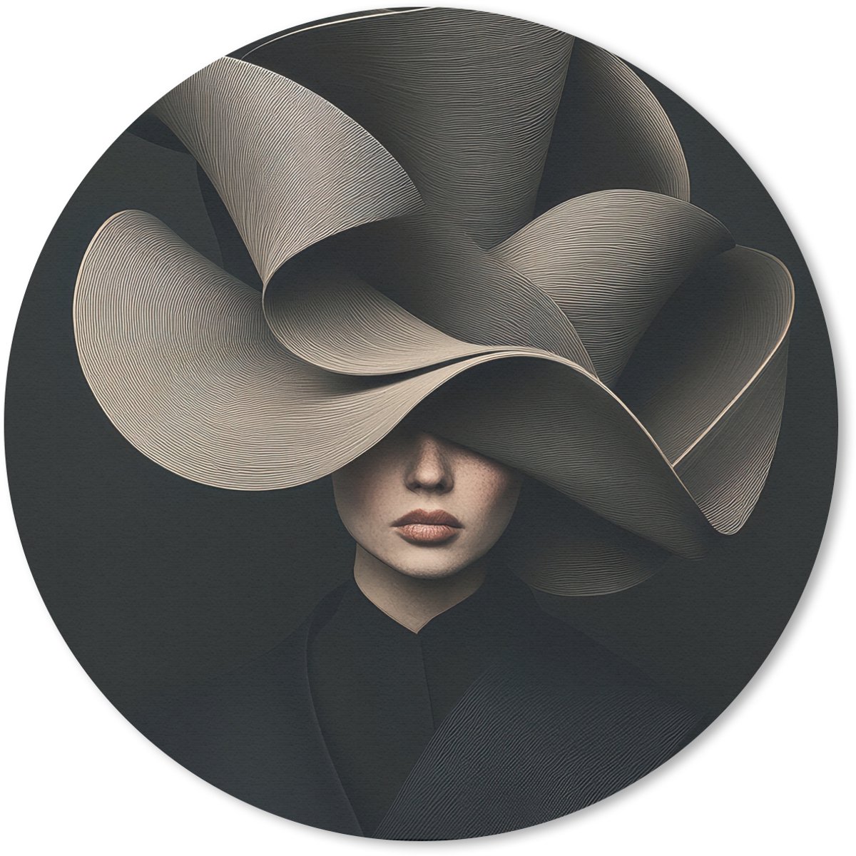 Muismat rond 30x30 cm - Mousepad Zwarte - Hoed - Vrouw - Ronde muismatten