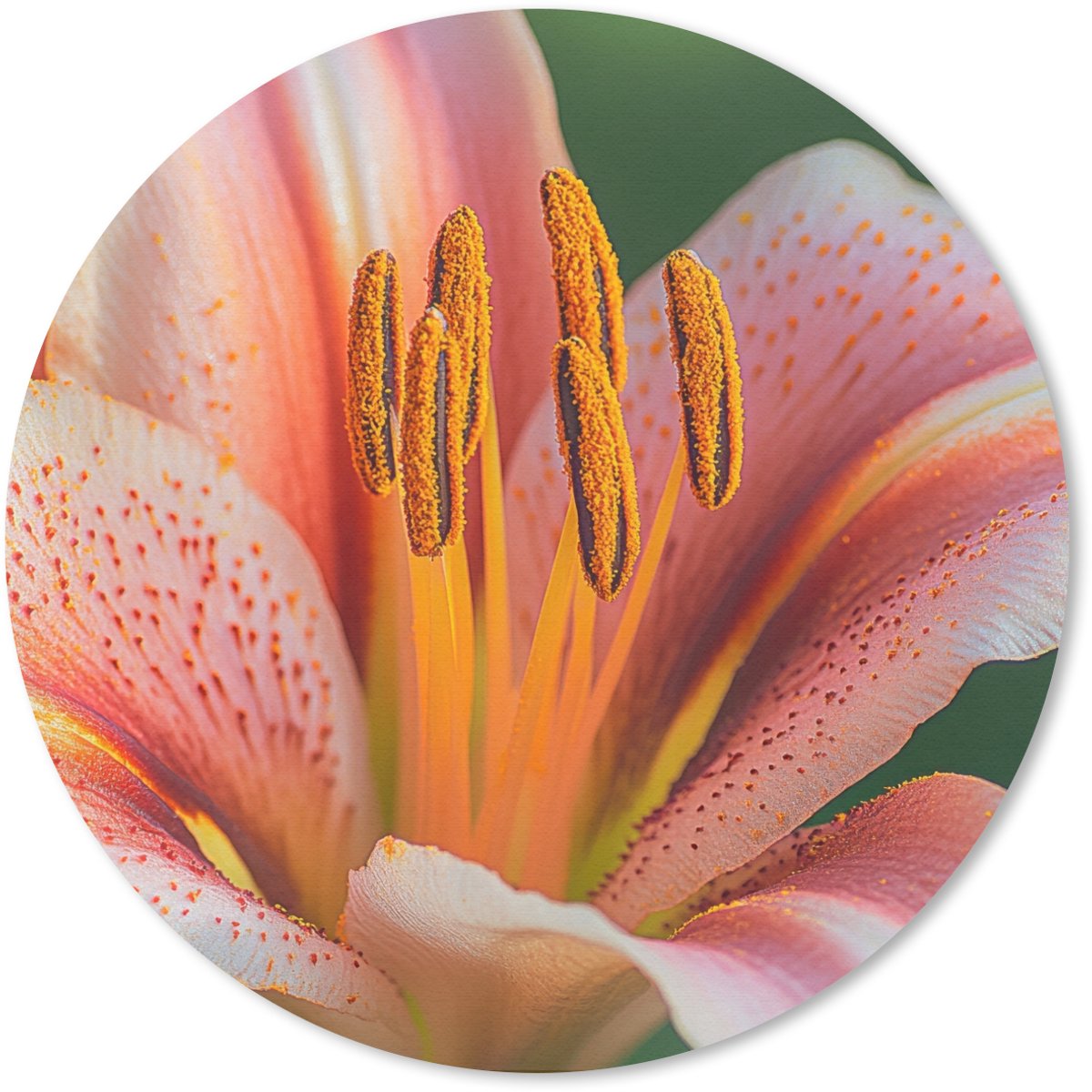 Muismat rond 20x20 cm - Mousepad Lelie - Close up - Lichtroze - Ronde muismatten