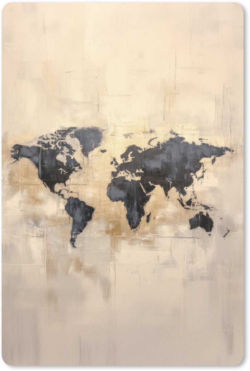 Muismat 18x27 cm - Mousepad Wereldkaart - Goud - Zwart - Abstract - Muismatten