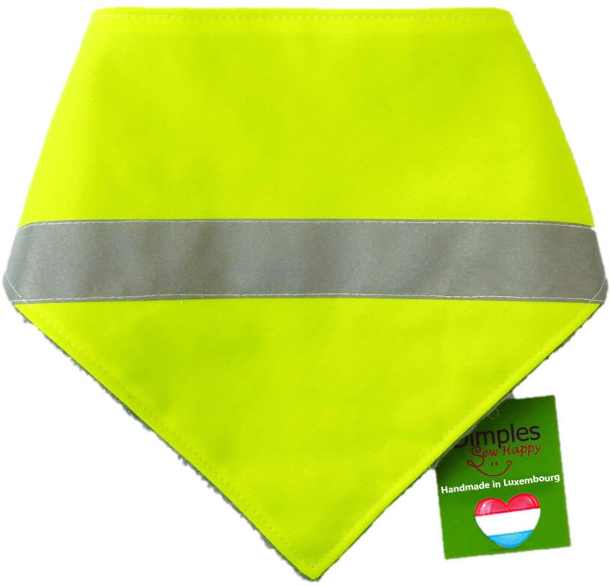 Neongele Hivis hondenhalsdoek met reflecterende tape - DIMPLES 50cm L hondensjaal hondenbandana met comfortabele drukknopen