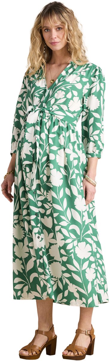 Envie de Fraise Jurk - zwangerschap - borstvoeding - lange - bloemenprint groen
