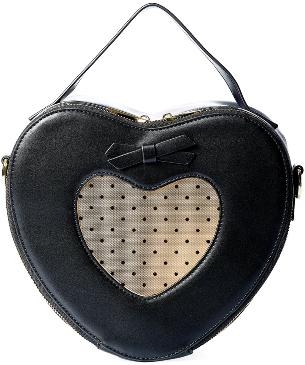 Banned - Dancing Days - Handtas - Elegant Spots Hart zwart - (bxhxd) ca. 24cm x 21cm x 11cm