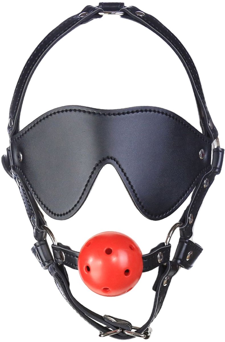 Blinddoek verstelbaar - Ball gag - Zwart