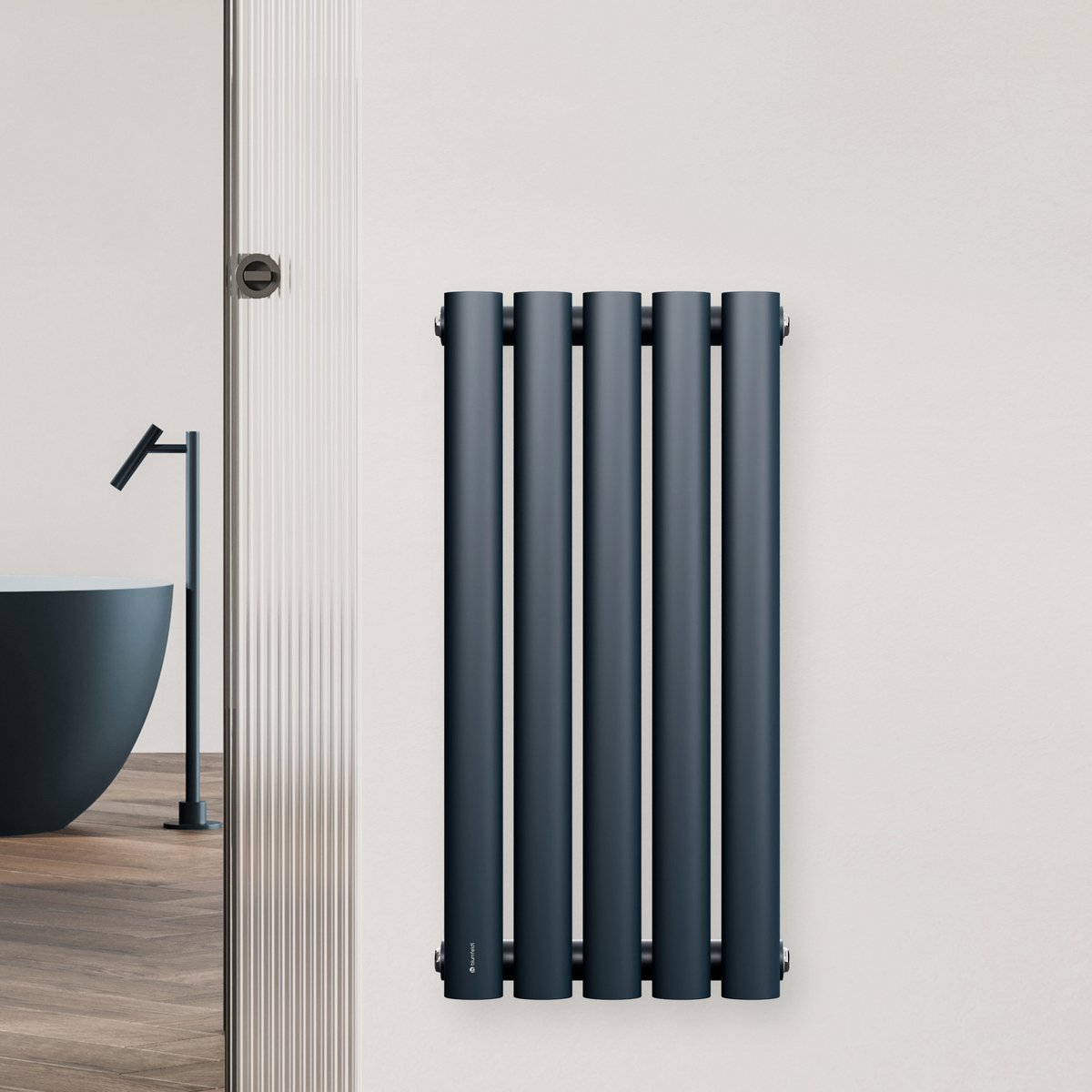 Blumfeldt Heizkörper Middenaansluiting - 230 W Wandheizkörper, Poedercoated staal, Energiebesparende warmwaterwerking, ½''-middenaansluiting, Enkelwandig, 60x30 cm, Antraciet
