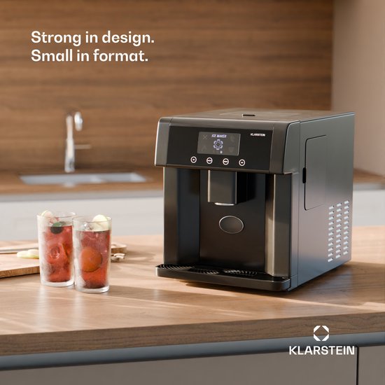 Klarstein ijsblokjesmachine – Roestvrijstalen ijsblokjesmaker, 3 ijsblokjesformaten, 12 kg/24 uur, touchscreen, 3-liter watertank, ijsblokjesdispenser, ijsmaker, zwart - IJsmachine - 1,8L - voor Thuis voor Feest - IJsschep Snel - RVS — afbeelding 5