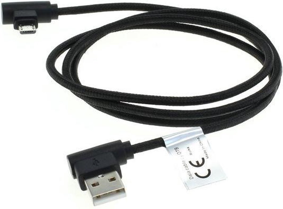 USB Micro B haaks naar USB-A haaks kabel - USB2.0 - tot 1A / zwart - 1  meter | bol.com