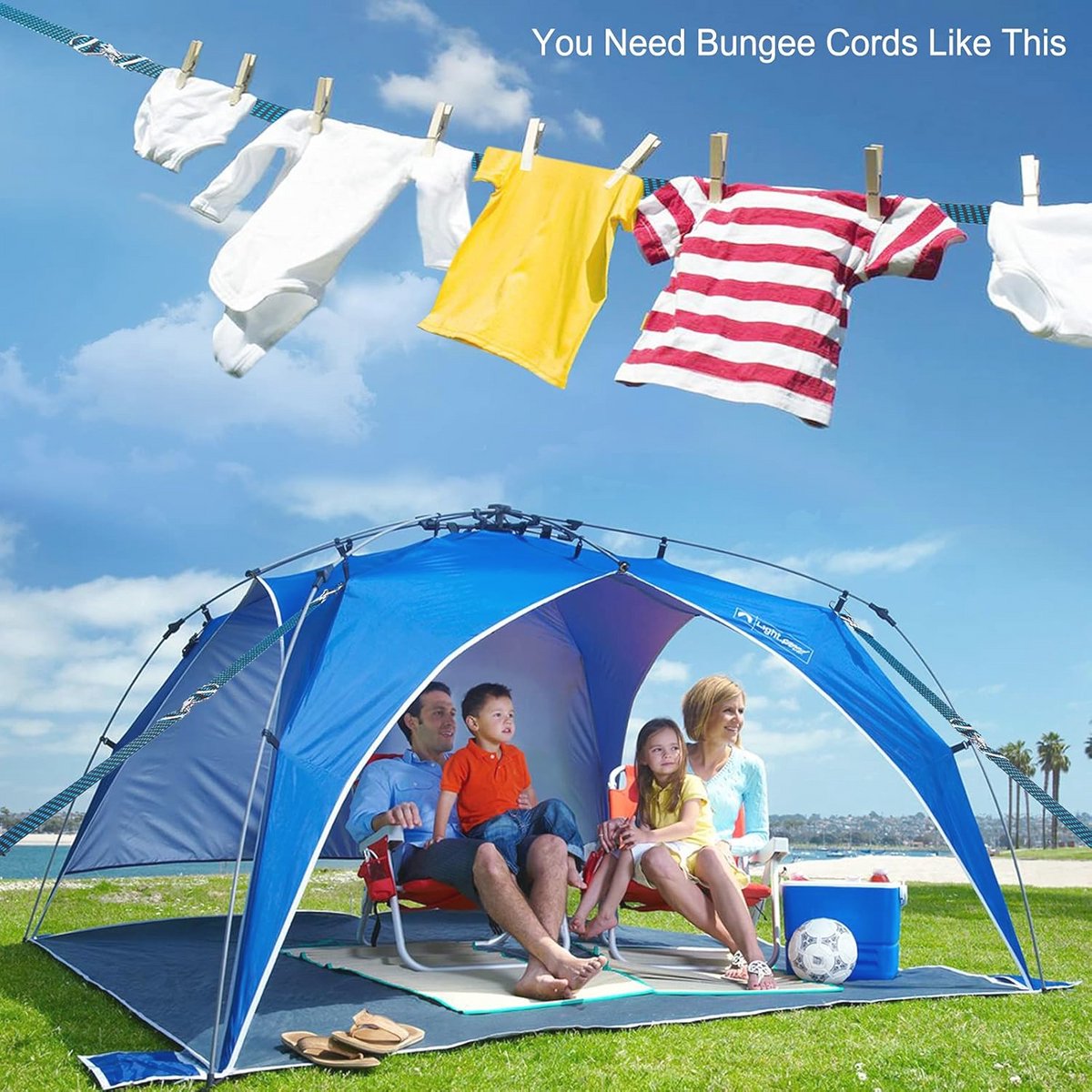 Heavy Duty Bungee Koorden met Haken - 4 Stuks, Elastische Bevestigingsriemen voor Fietsen, Camping, Auto en Dakdrager - 69 cm Blauw thumbnail 7
