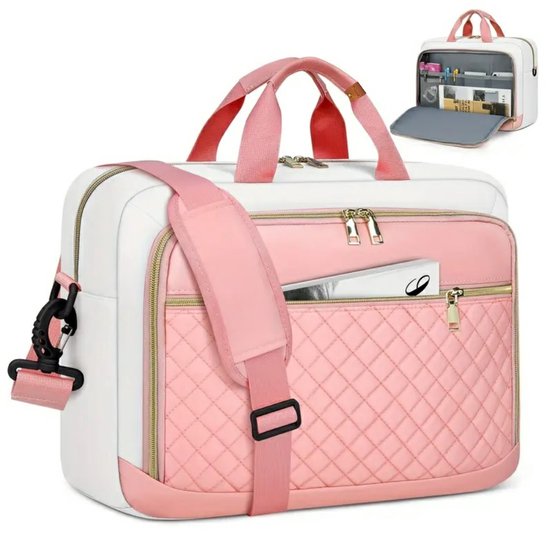 NEWHEY Laptoptas, aktetas voor vrouwen, grote laptoptas, computerwerktas, messengertas voor zaken/kantoor, reizen, universiteit, 17.3 inch