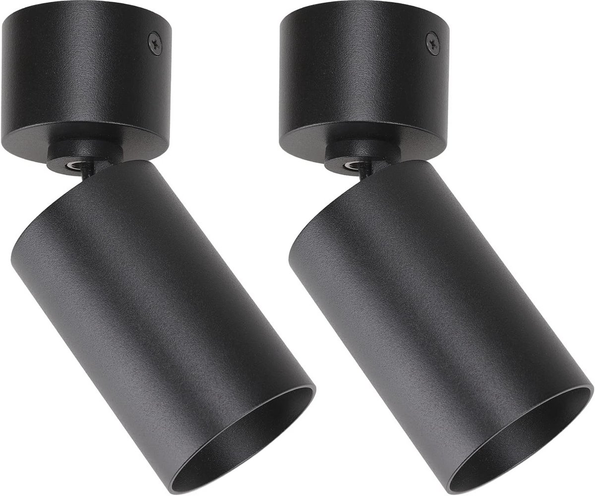 Draaibare Ronde Plafondspots GU10 - Mat Zwart Aluminium - 2 Stuks