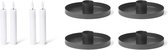 Novaliv set van 4 kaarsenhouders 6 cm metalen stokkaarsen ZWART met echte waskaars elektrische vlamloze Adventskrans Kersttafeldecoratie scandic chic stokkaarshouder kaarsenhouder kaarspin