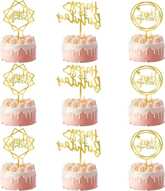 Taartdecoratie verjaardagstaart Happy Birthday taartdecoratie zwart taartdecoratie 10e verjaardag meisje jongen glitter goud cake topper 10 Happy Birthday cake decoratie verjaardag Happy 10th Birthday